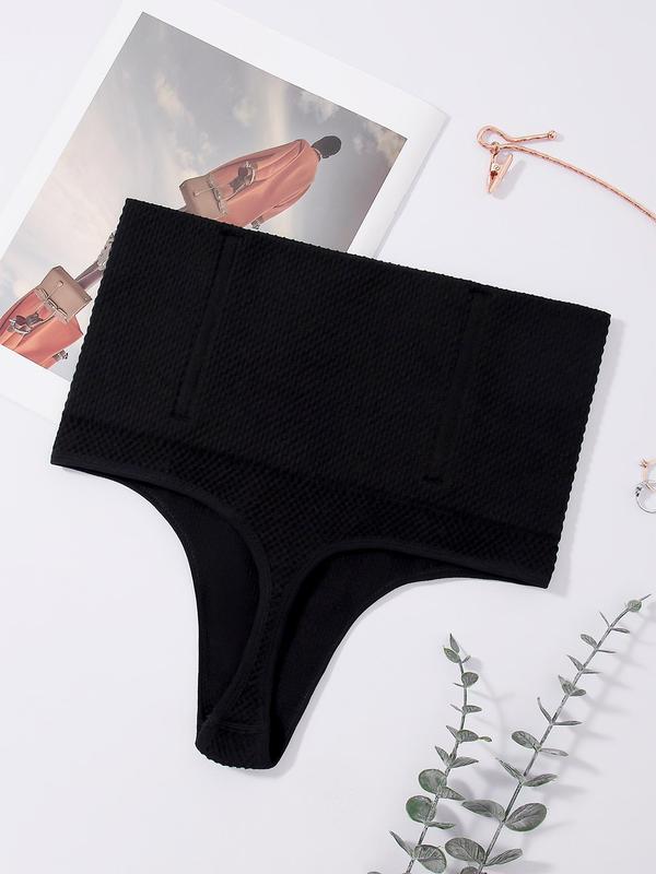 Women's Solid Stretchy Shapewear Thong, High Waist Tummy Control Butt Lifting Seamless Fajas Body Shaper, Ladies Shapewear Bottoms, Please Purchase One Size Smaller
